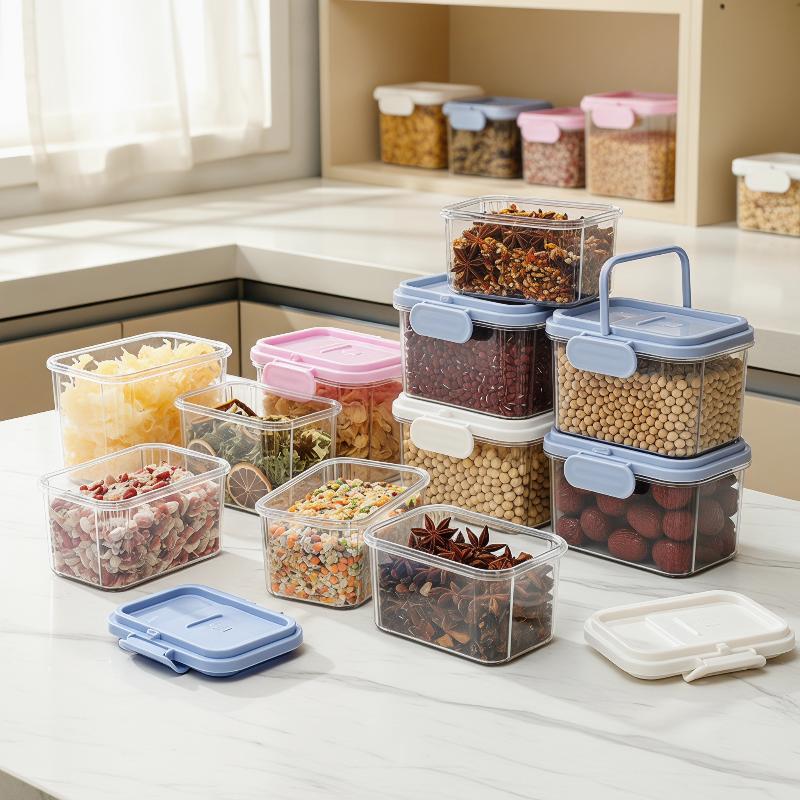 Food Snacks For Picnic - Luftdichte Kunststoff-Lebensmittelbehälter mit Griff und Deckel,