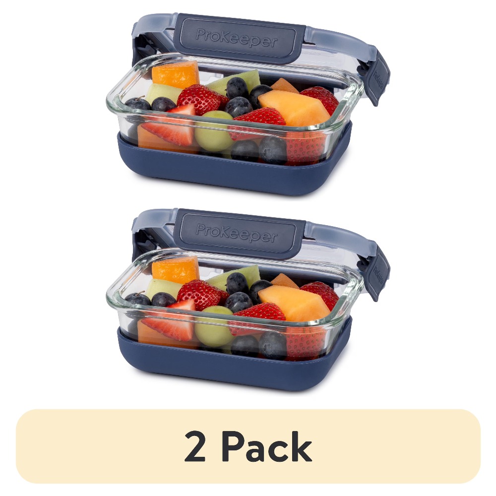Dry Food Snacks - 2er-Pack 1,6-Cup Glas-Lebensmittelbehälter mit rutschfesten Silikonboden-Deckeln,