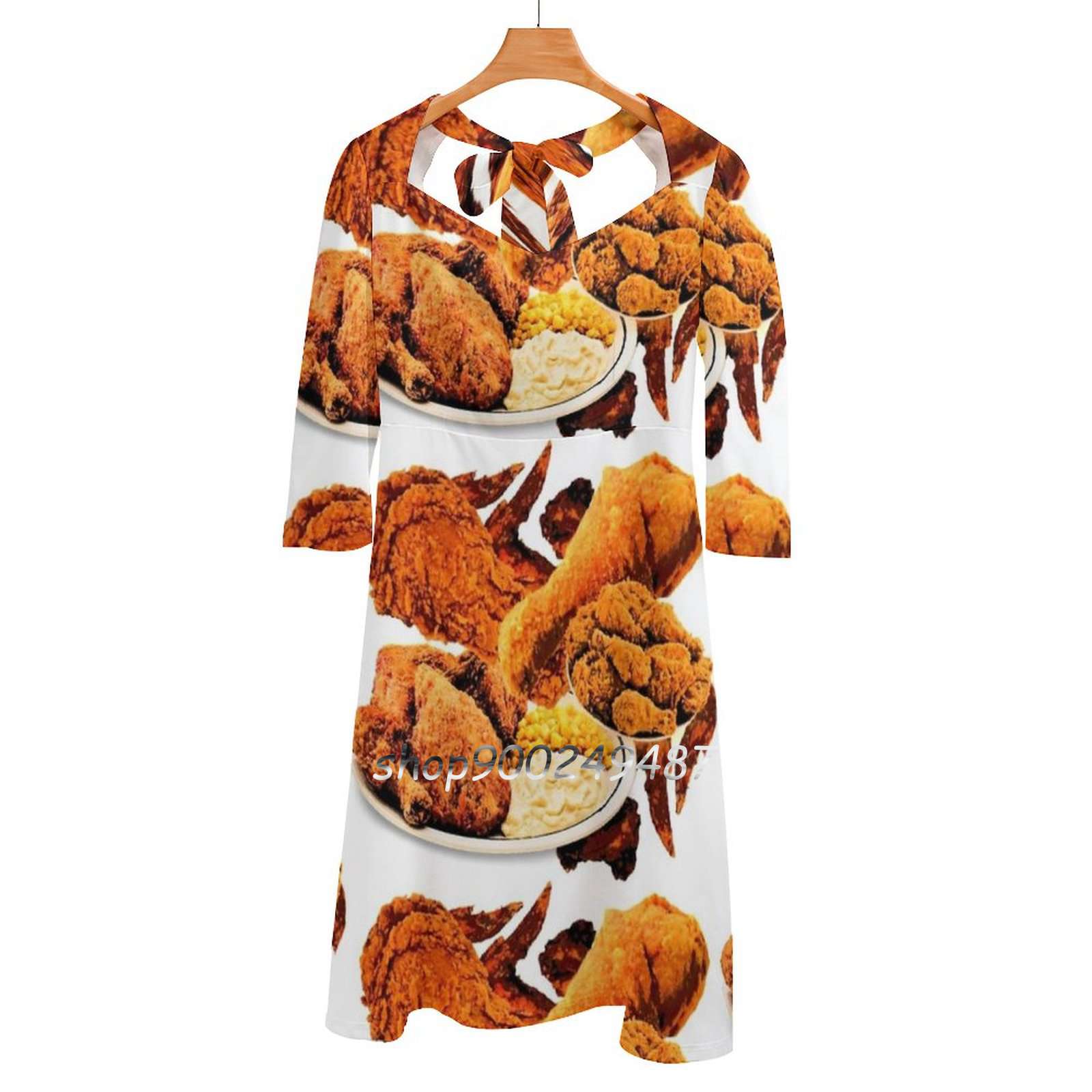 Yummy Food Snacks - Gebraten Huhn Süße Elegante Kleid Frauen