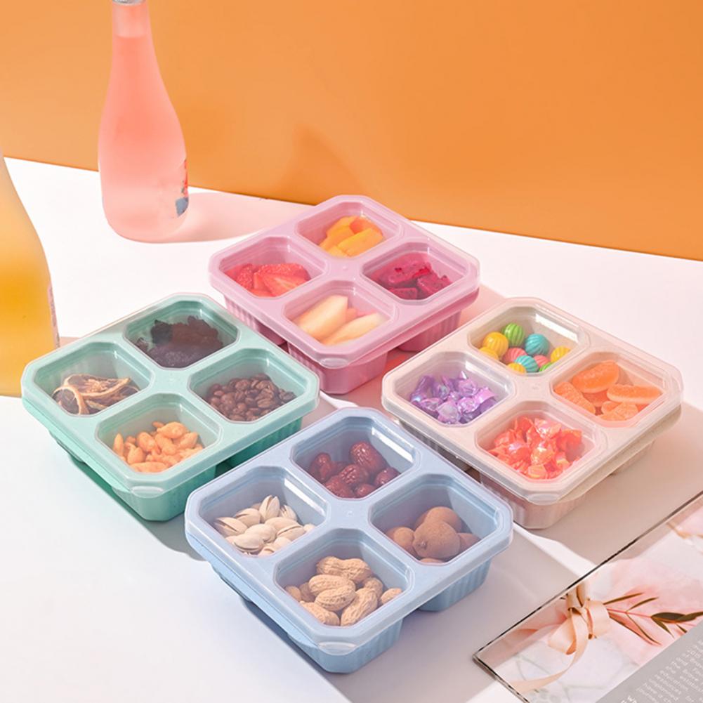 Food Packed Snacks - Snackbehälter-Set mit 4 Fächern, Wiederverwendbare Lebensmittelbehälter