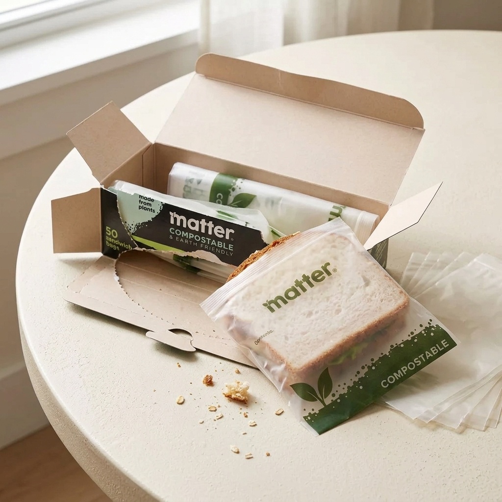 Food Snacks For Picnic - 50 Stück Kompostierbare Sandwich-Beutel Pflanzenbasierte Heim-