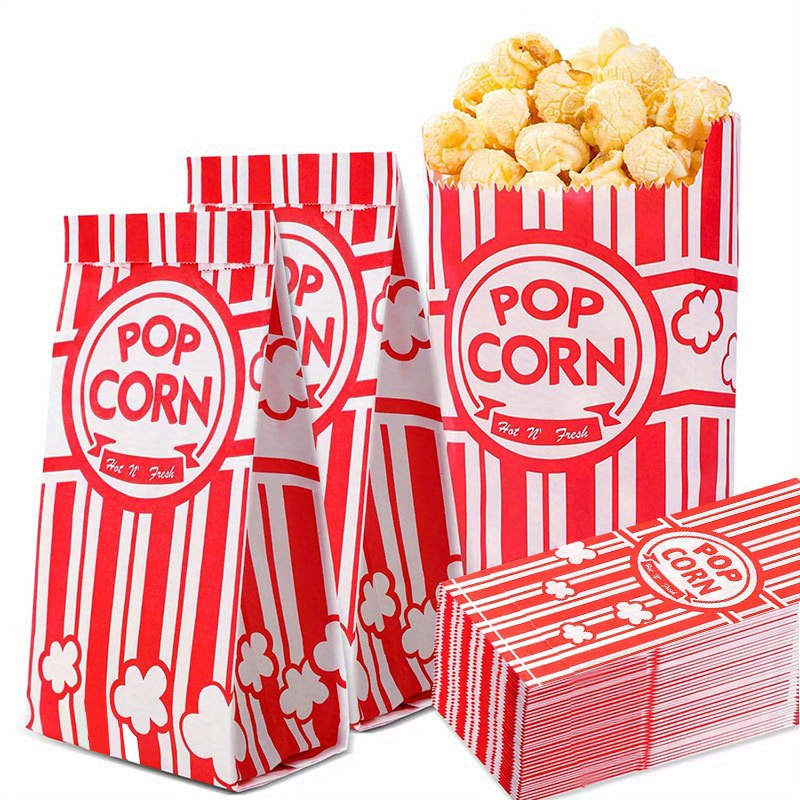 Food Packed Snacks - 20/50 Stück Popcorn-Beutel für Einzelportionen, Papier-Popcorn-Tüten