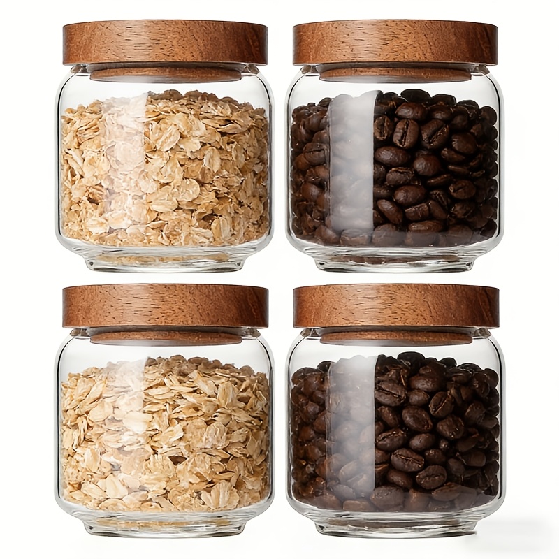 Food Packed Snacks - 4er-Pack 15oz Klare Glasbehälter mit Luftdichten
