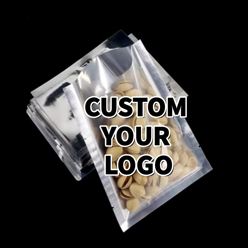 Dry Food Snacks - 100er-Pack silberglänzende flache Beutel – transparente