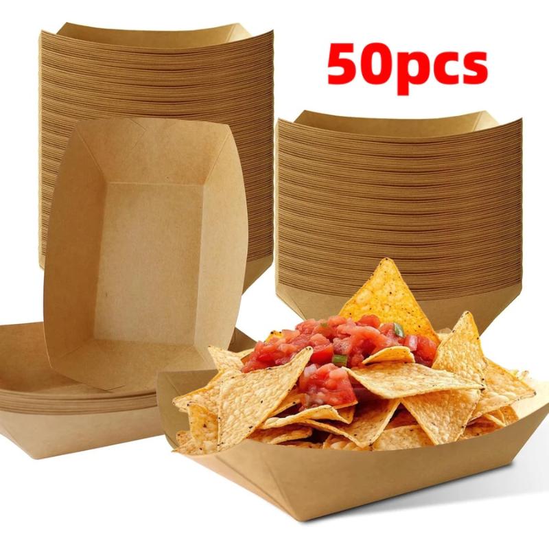 Kraftpapier-Bootschalen Einweg – Food Packed Snacks Bewertung und Preis